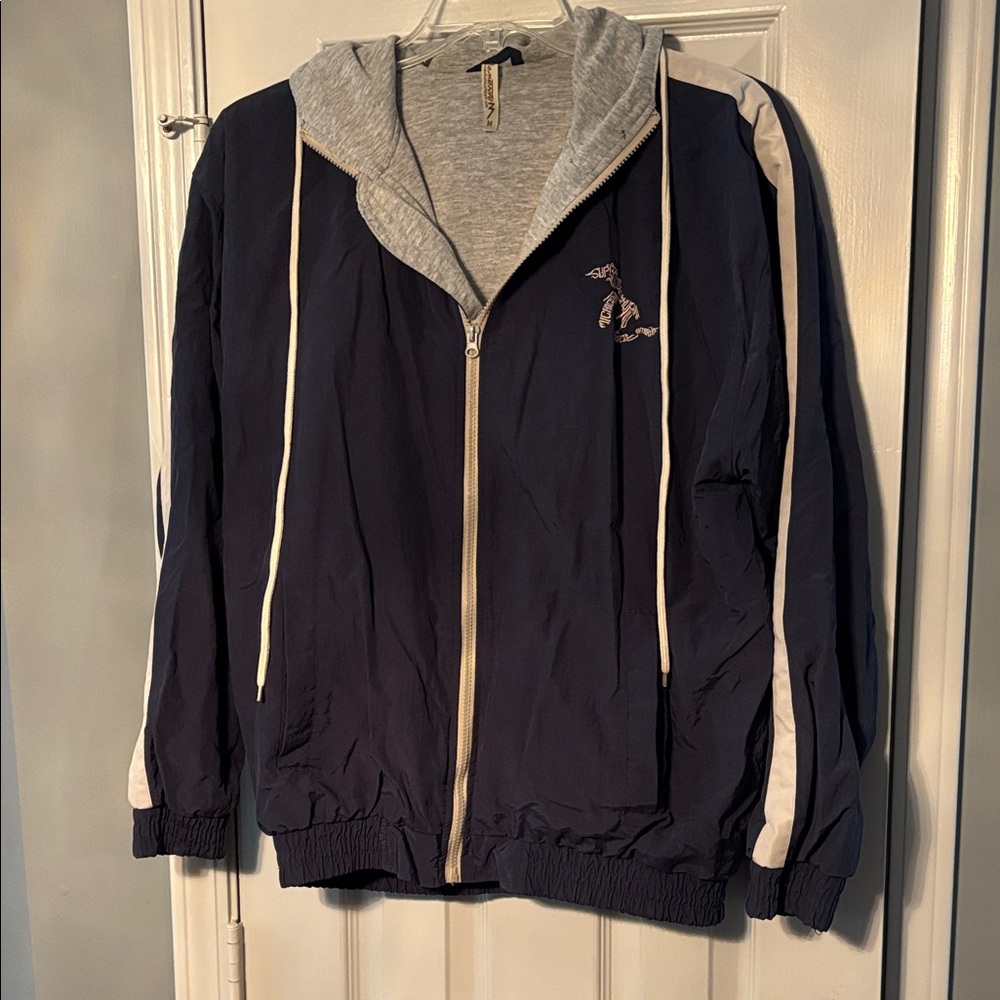 Momentum Navy Blue Zip-Up Lined Coat with Hood & Michigan Great Lakes Embroidery
